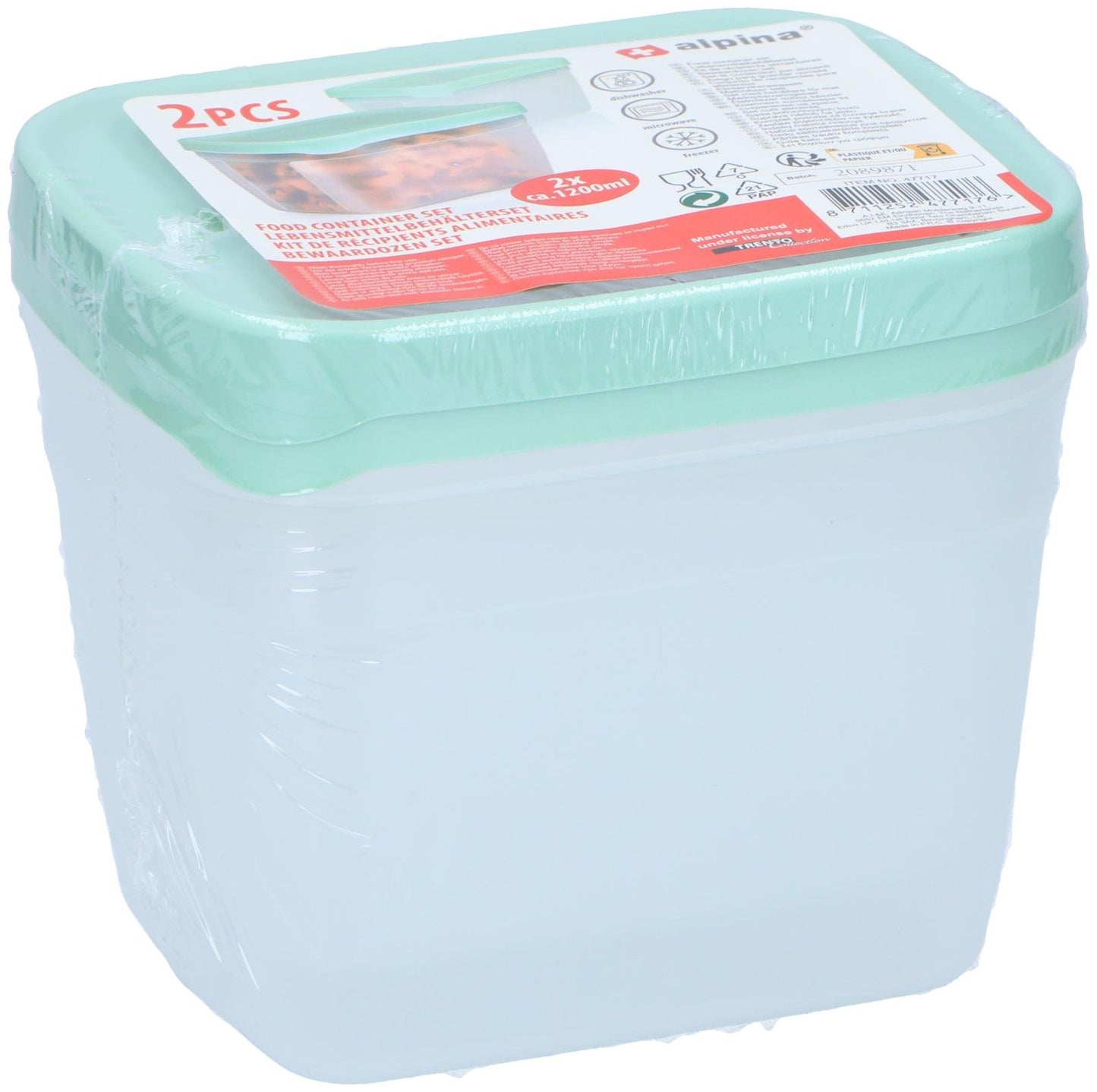 Oppbevaringsbokser mat, 2pk 1200ml