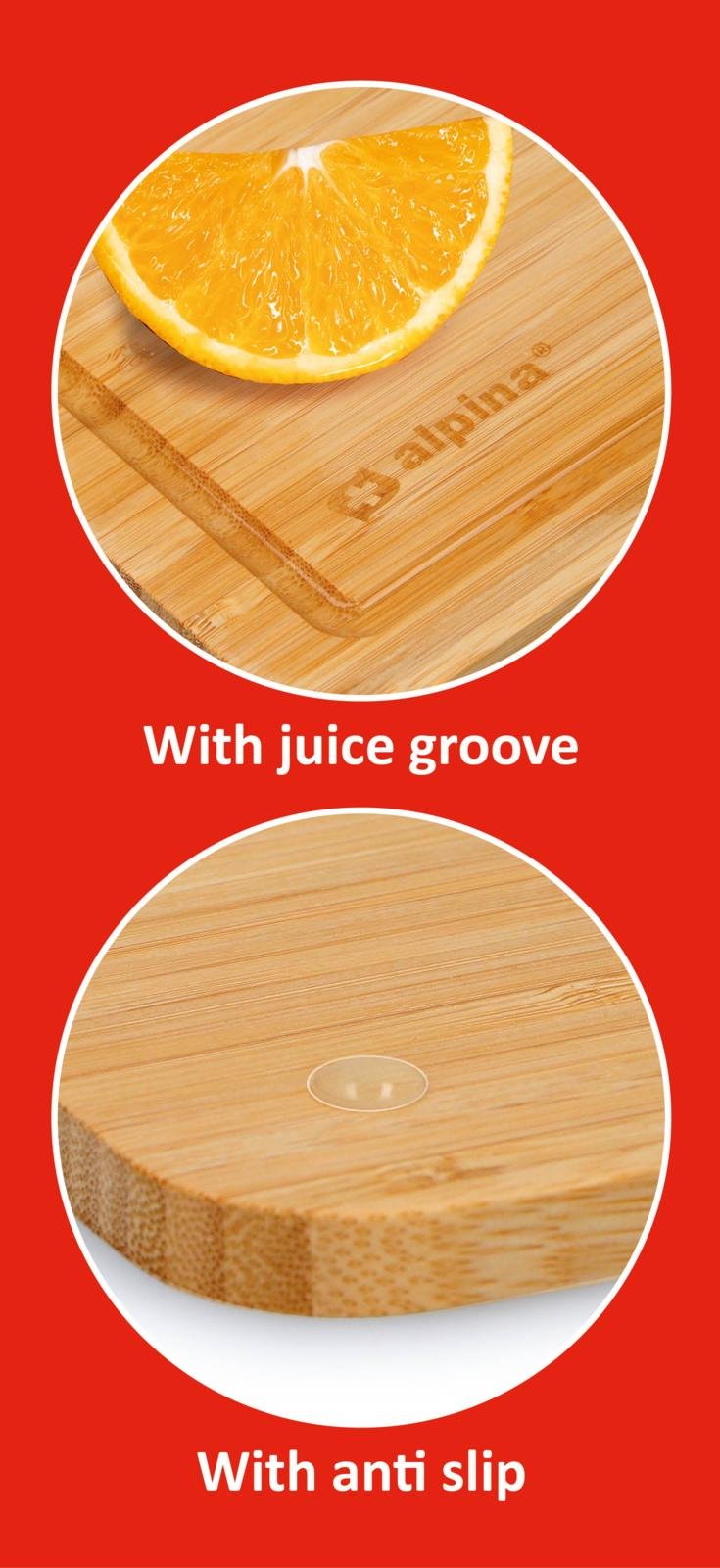 Skjærebrett i bambus med renne, 36x26cm