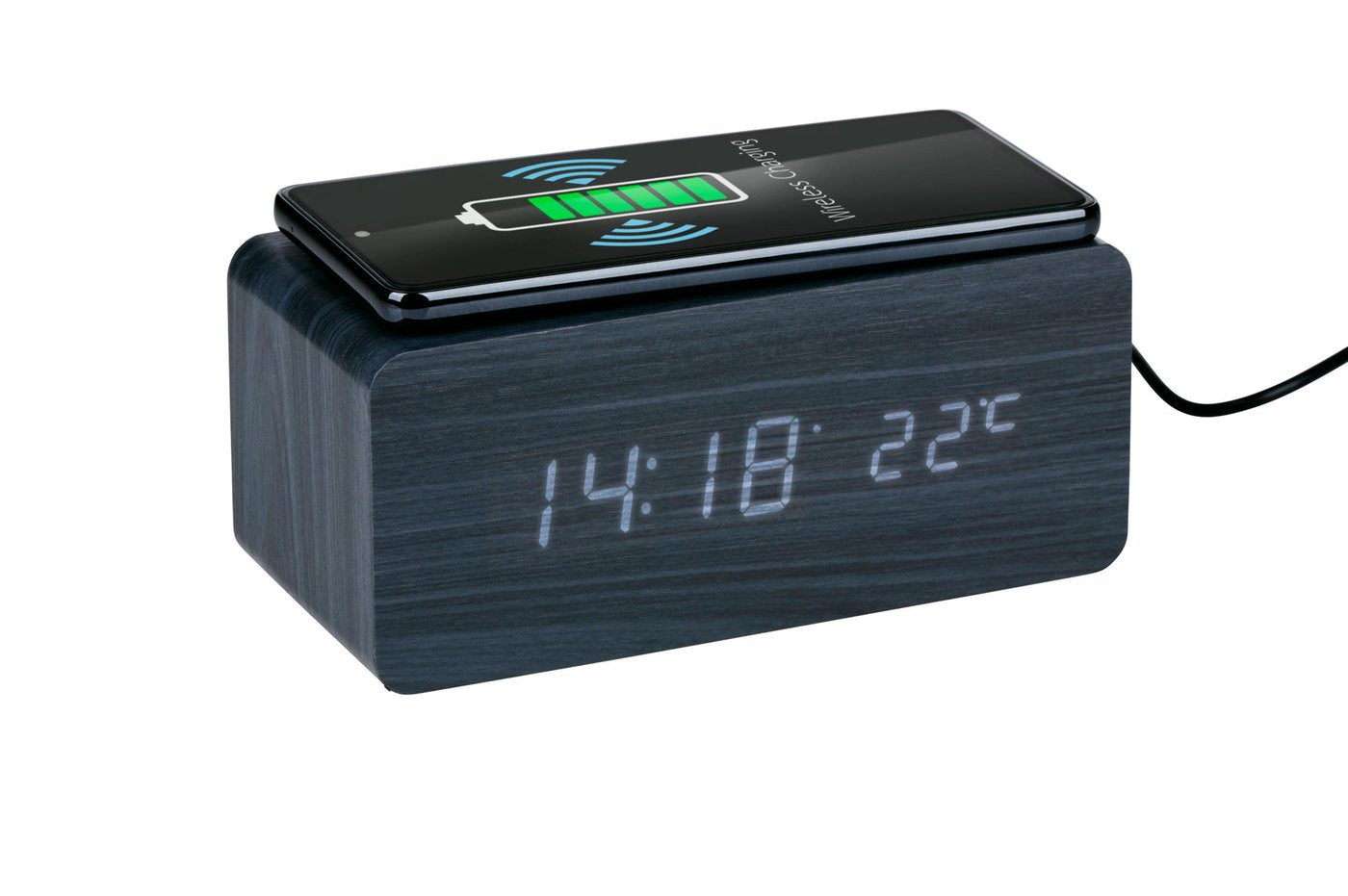 Grundig Vekkerklokke med Trådløs lading Sort