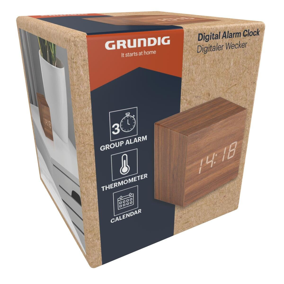 Grundig Kompakt Vekkerklokke Teak