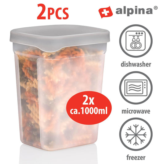 Oppbevaringsbokser mat, 2pk 1000ml