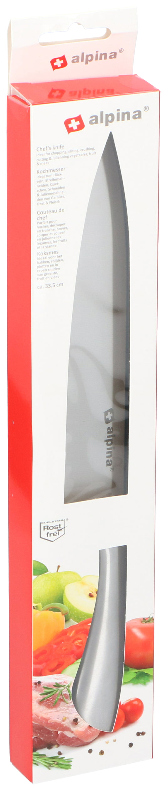 Kokkekniv i rustfritt stål 33,5cm