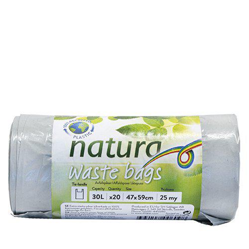 Natura Søppelposer Grå, 30l 25my, 20stk