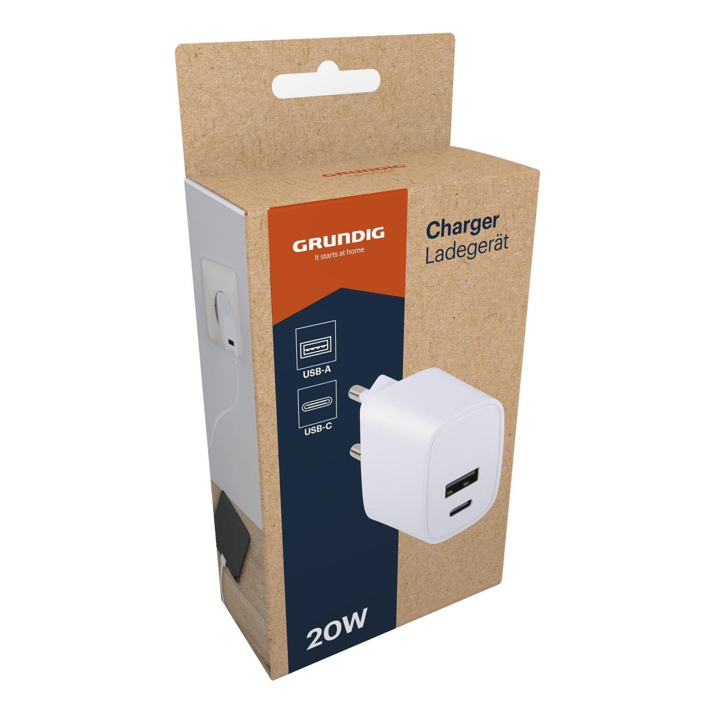 Grundig lader 20W, USB A+C
