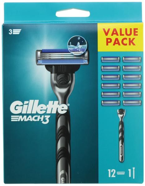 Gillette Mach 3 Barberblader, 12stk + høvel