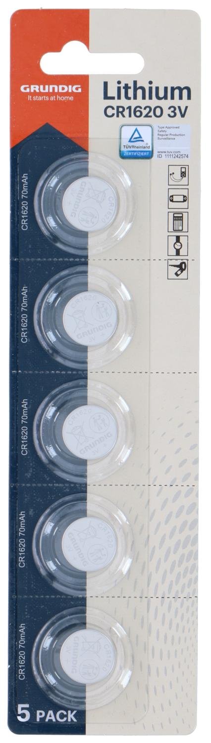 GRUNDIG CR1620 Lithium Batterier 5-pack 3V