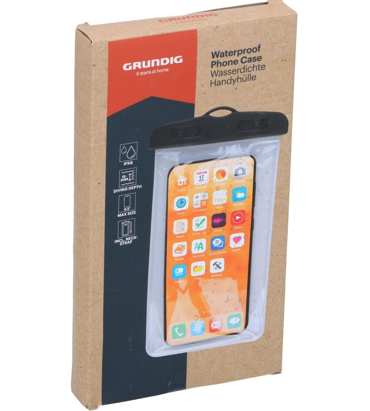 Vanntett Mobiletui fra Grundig Sort