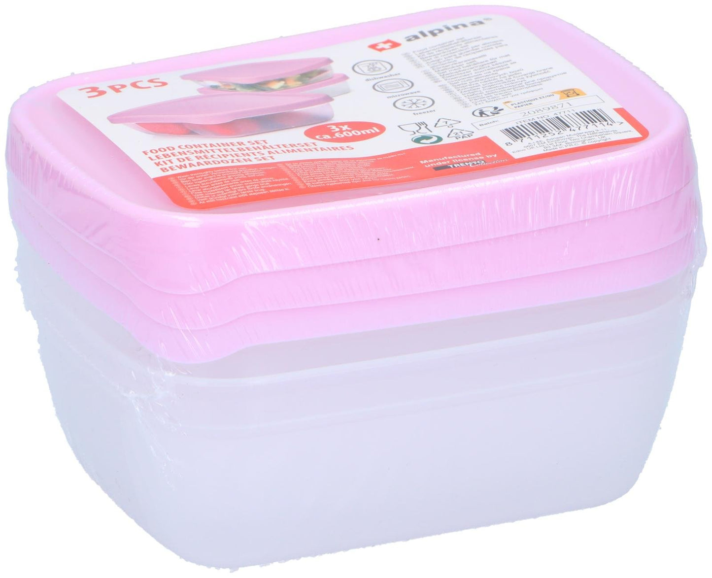 Oppbevaringsbokser mat, 3pk 600ml