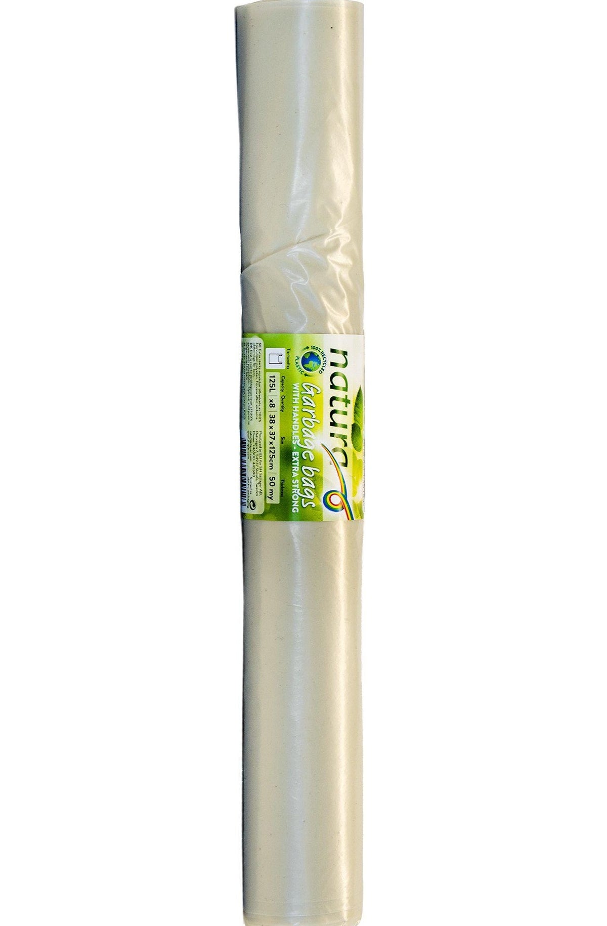 Natura Søppelsekker 125L 50my med Håndtak 8 stk - 100% Resirkulert Plast