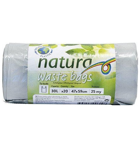 Natura Søppelposer Grå 30L 25my 20 stk - Resirkulert Plast