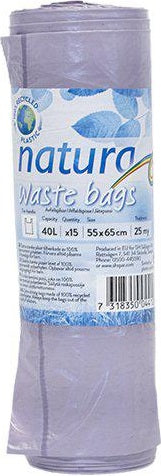Natura Søppelposer Lilla 40L 25my 15 stk - Resirkulert Plast