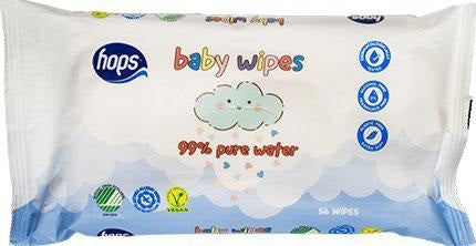 Hops Baby Våtservietter 56stk - Parfymefri, Plastfri og Svanemerket