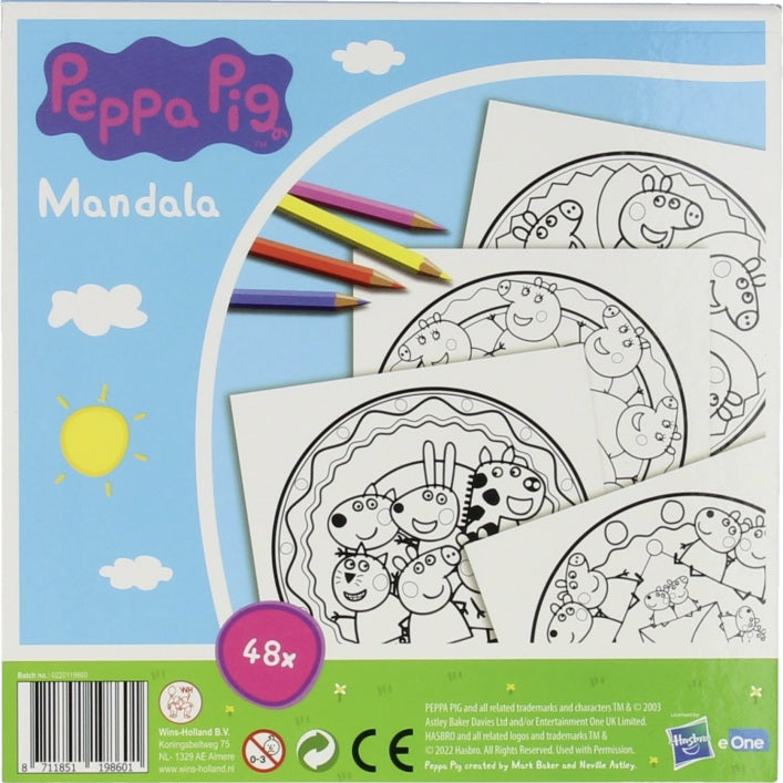 Peppa Gris Fargeleggingsbok Mandala 18,8x17,8cm