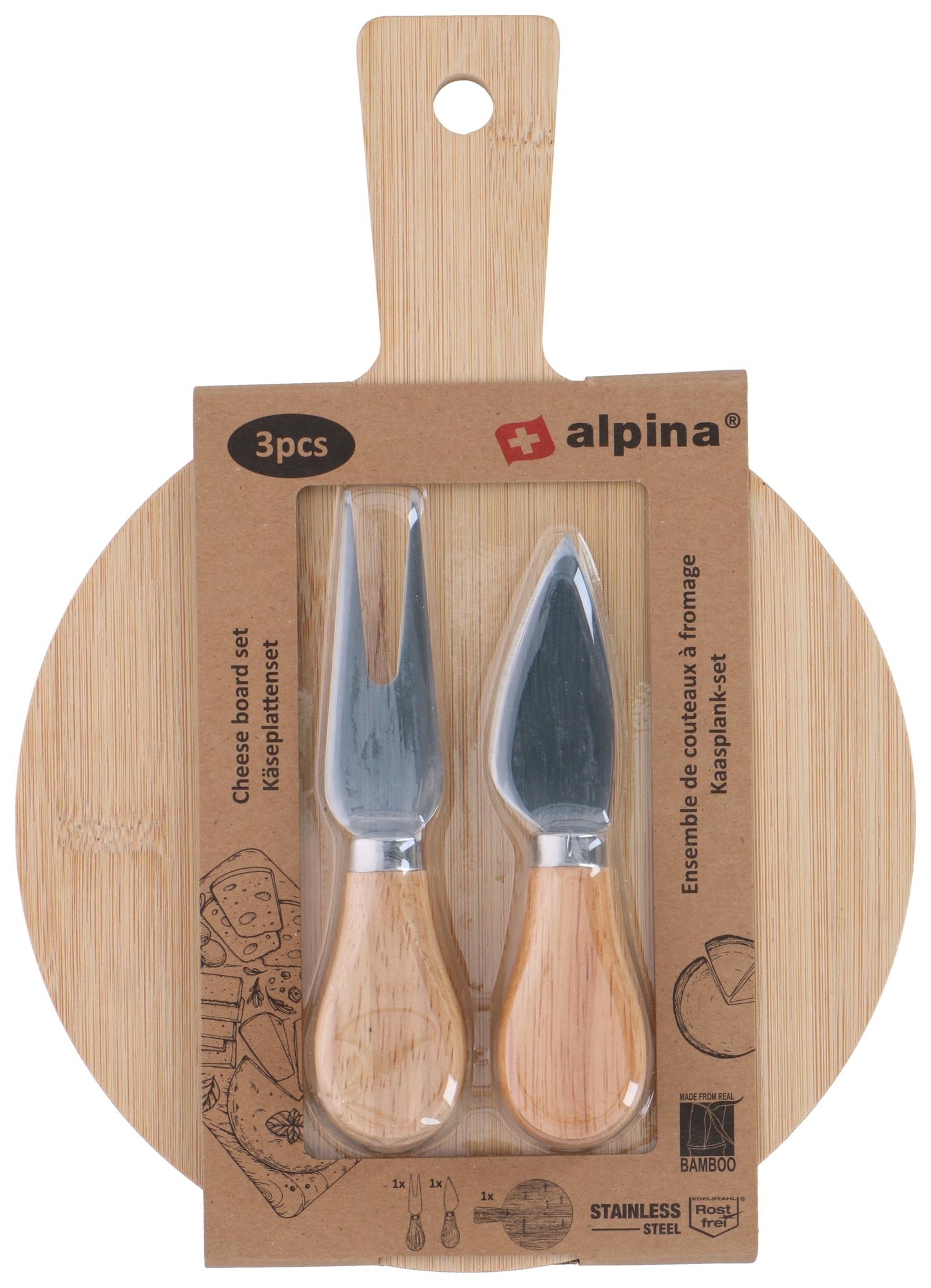 Ostebrett i tre, sett i 3 deler