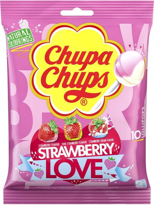 Chupa Chups Strawberry Love 10-pk 120g