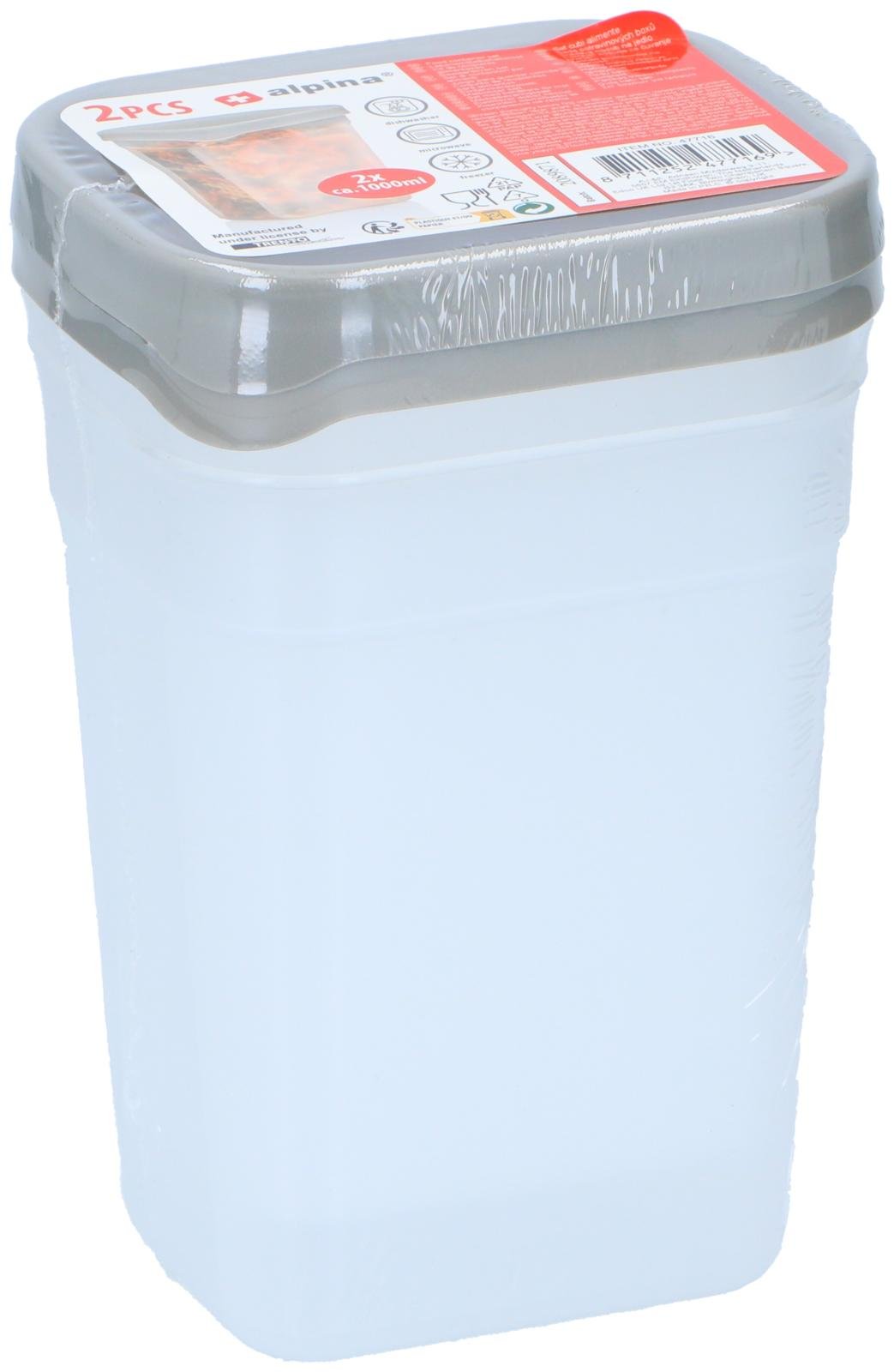 Oppbevaringsbokser mat, 2pk 1000ml