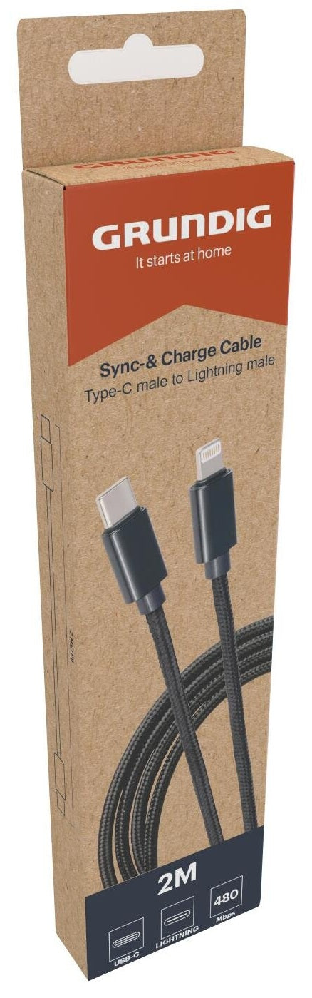 Grundig USB-C til Lightning, 2m sort
