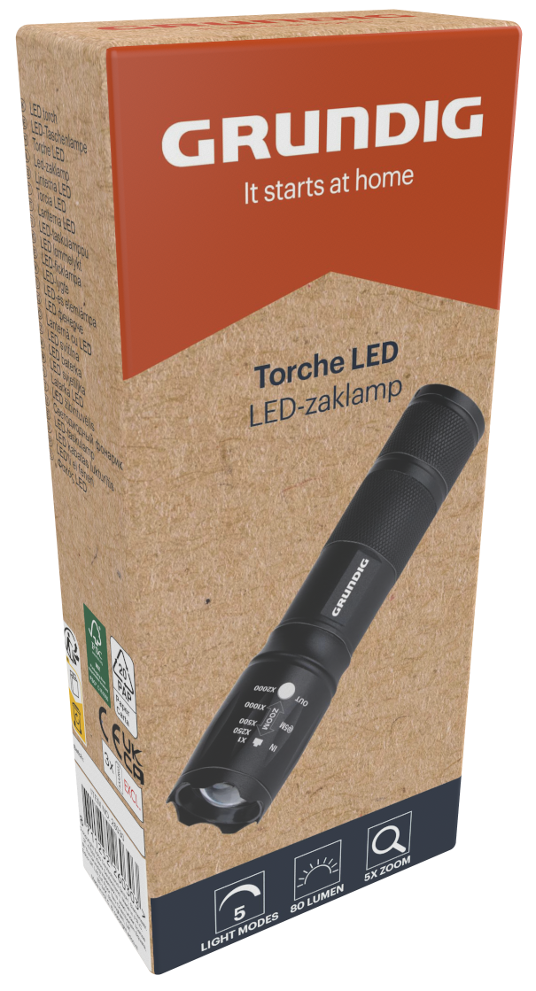 Grundig LED lommelykt 80lm, 13cm