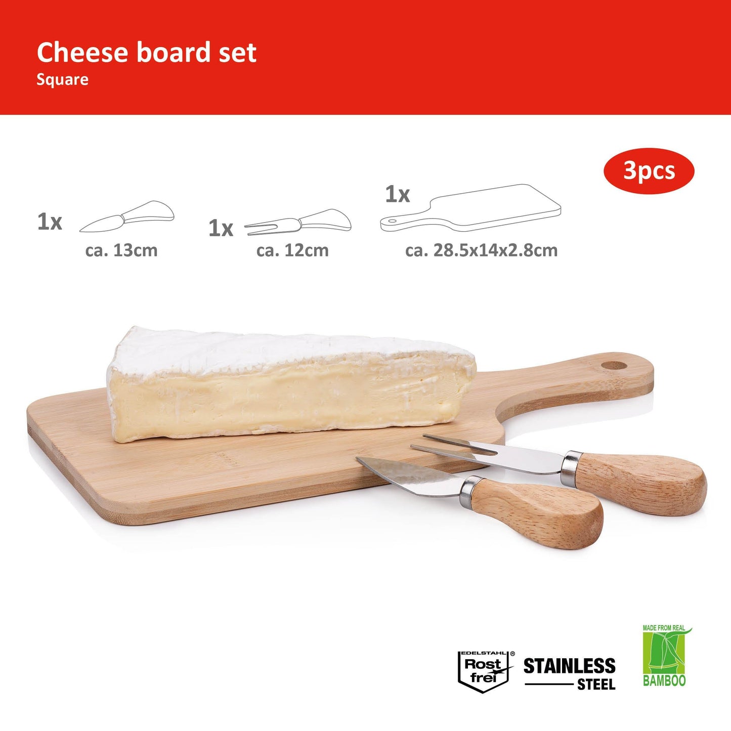 Ostebrett i tre, sett i 3 deler