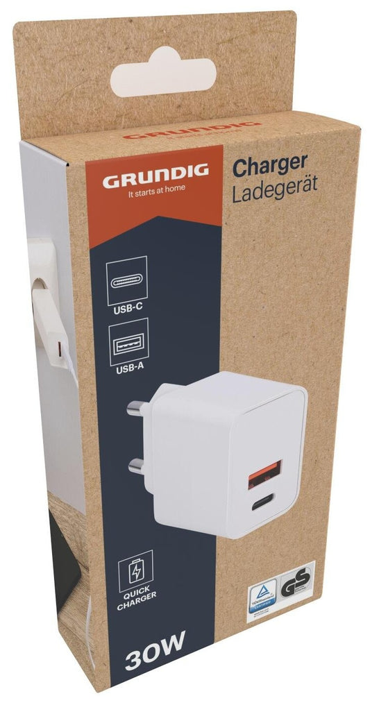 Grundig hurtiglader 30W, USB A+C