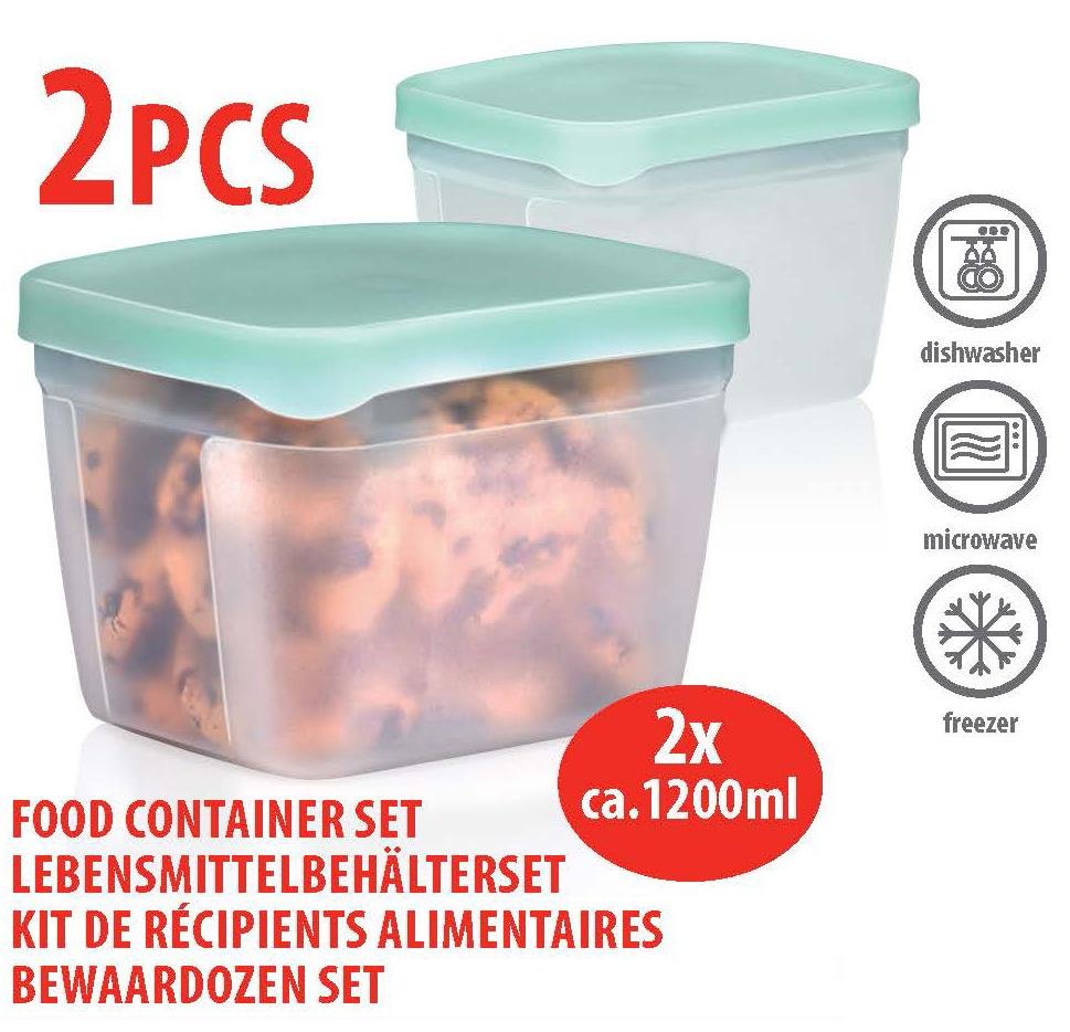 Oppbevaringsbokser mat,  2pk 1200ml