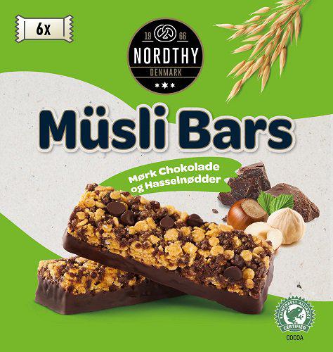 Nordthy Müsli Bars Mørk Sjokolade og Hasselnøtter 6x25g