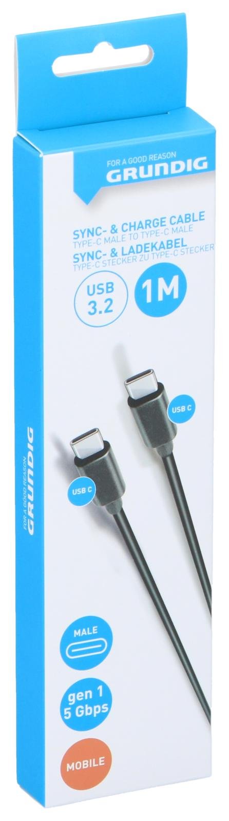 Grundig USB-C til USB-C 3.2 G1, 1m sort
