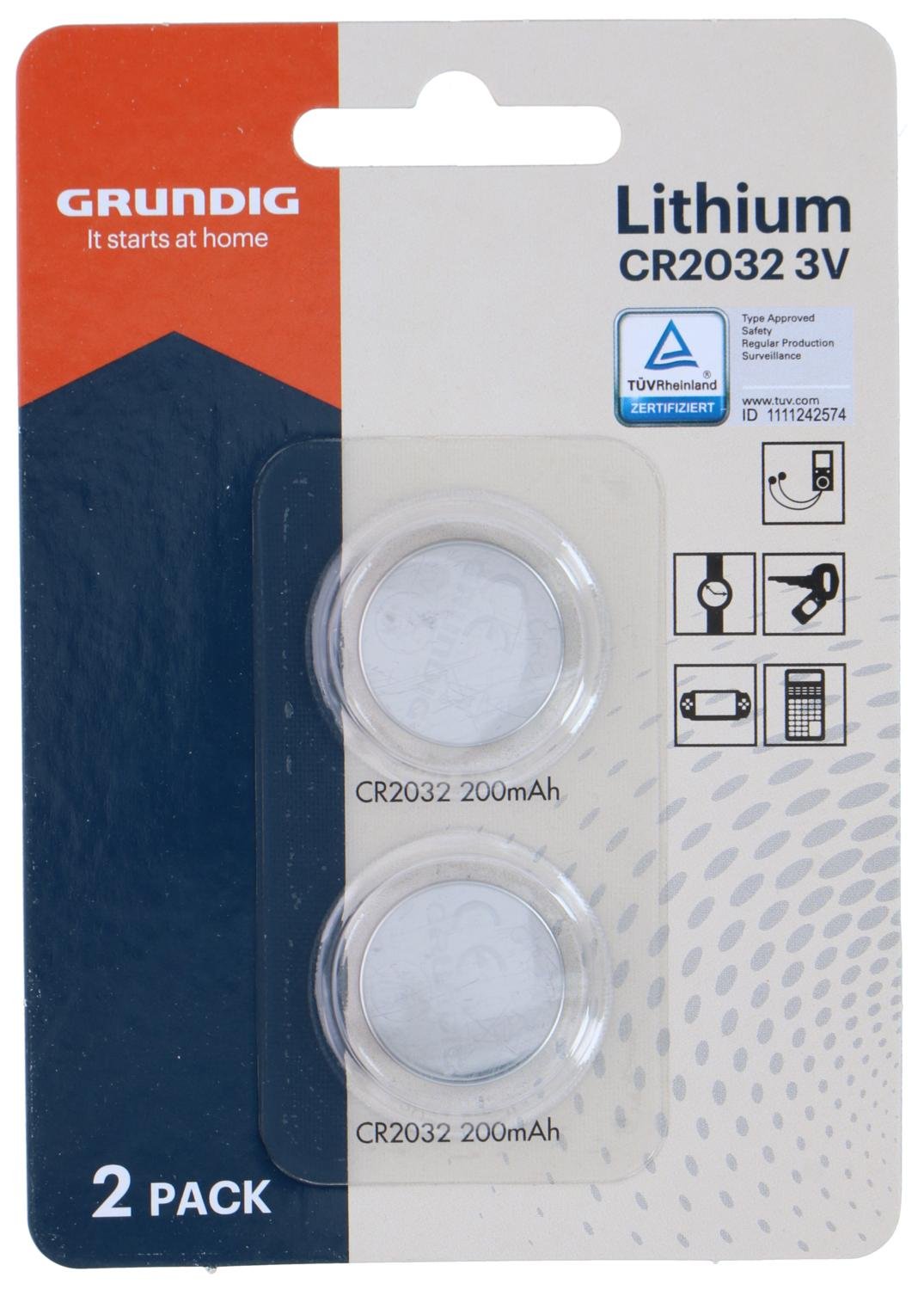 Grundig CR2032 knappcellebatterier, 2stk
