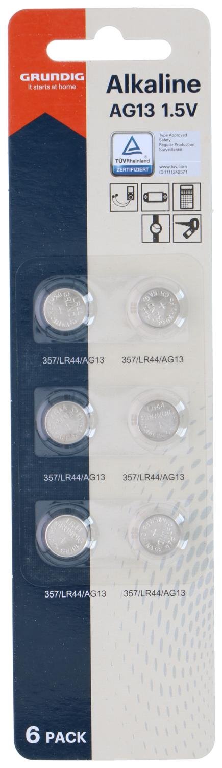 Grundig AG13/LR44 knappcellebatterier, 6stk