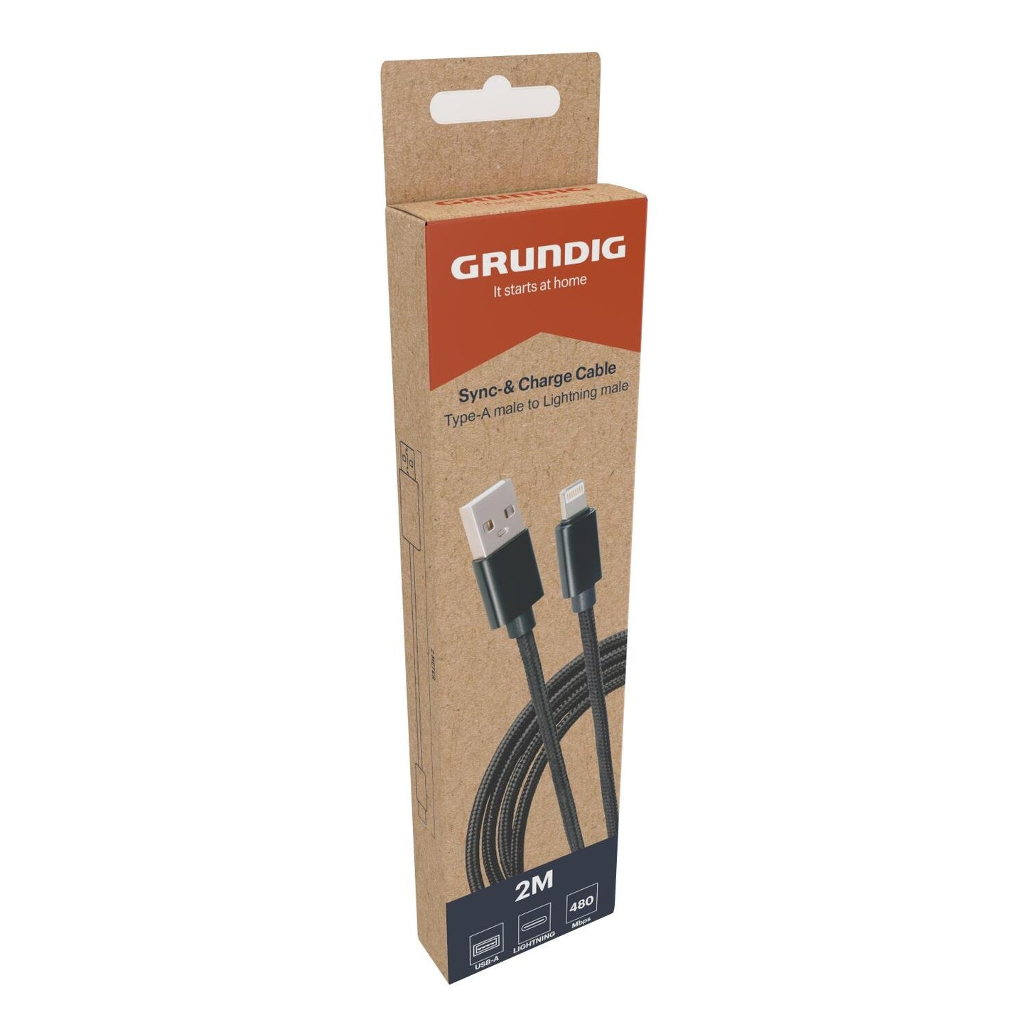 Grundig USB-A til Lightning, 2m sort
