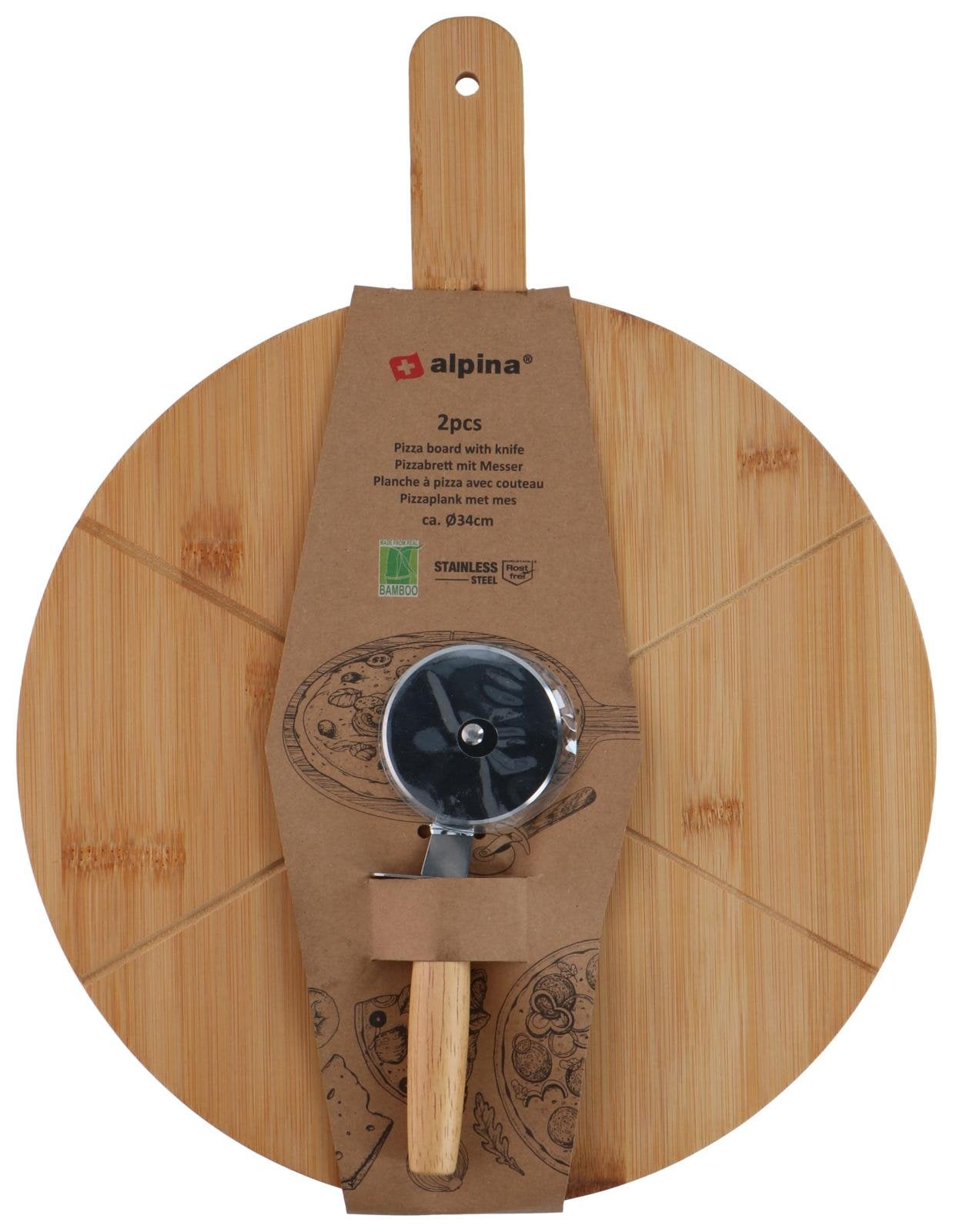 Pizzabrett 34cm, med pizzaskjærer