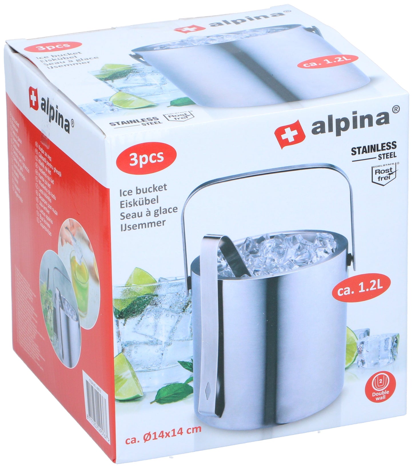 Isbøtte med lokk og isklype 1,2l