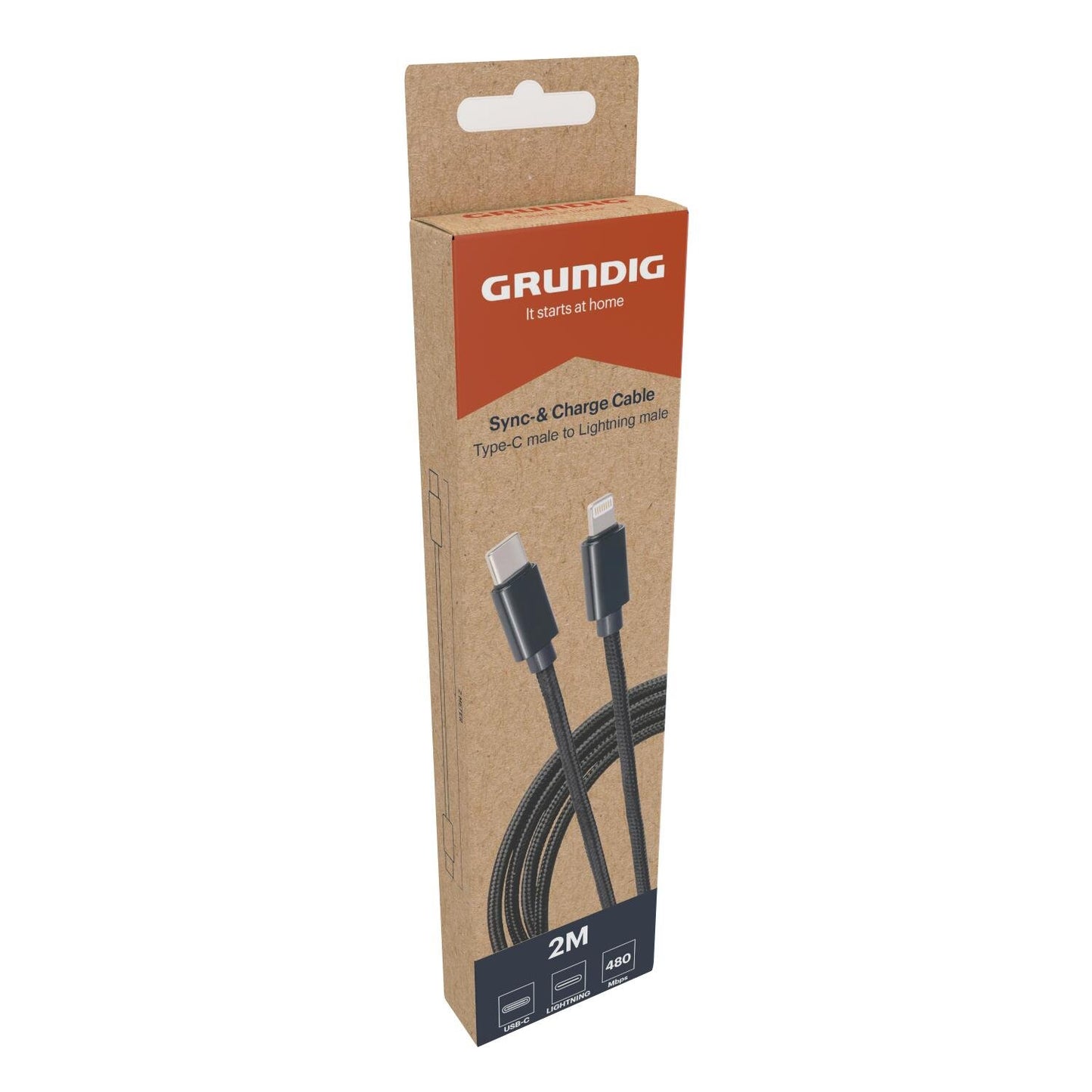 Grundig USB-C til Lightning, 2m sort