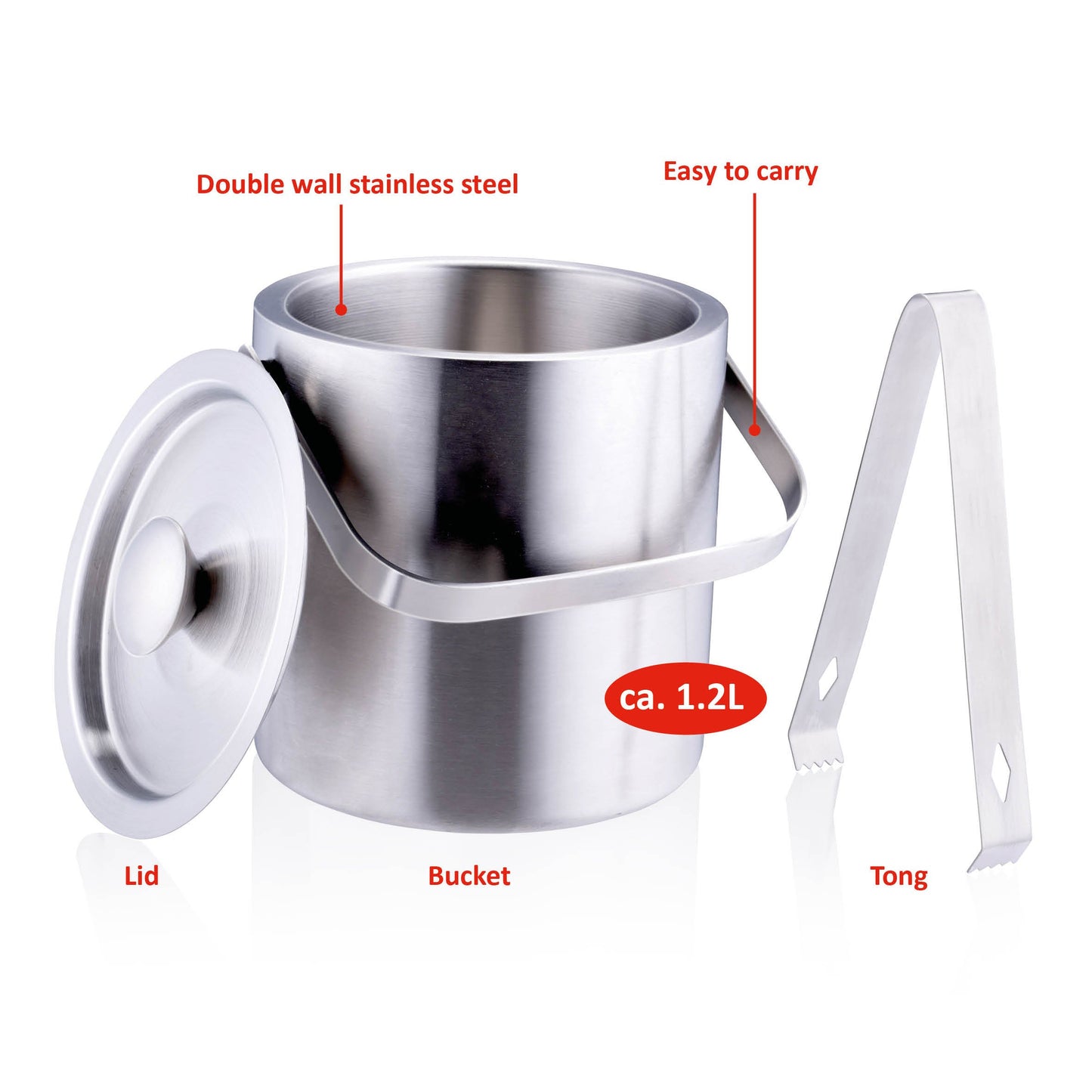 Isbøtte med lokk og isklype 1,2l