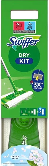 Swiffer Starter Kit - Mopp, 8 tørre og 3 våte kluter